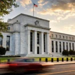 Federal Reserve building representing the Fed's decision to hold interest rates steady