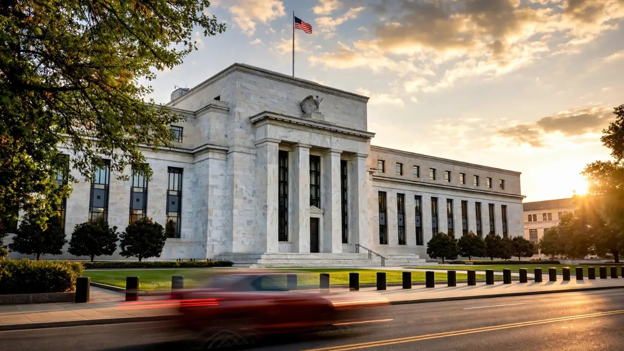 Federal Reserve building representing the Fed's decision to hold interest rates steady