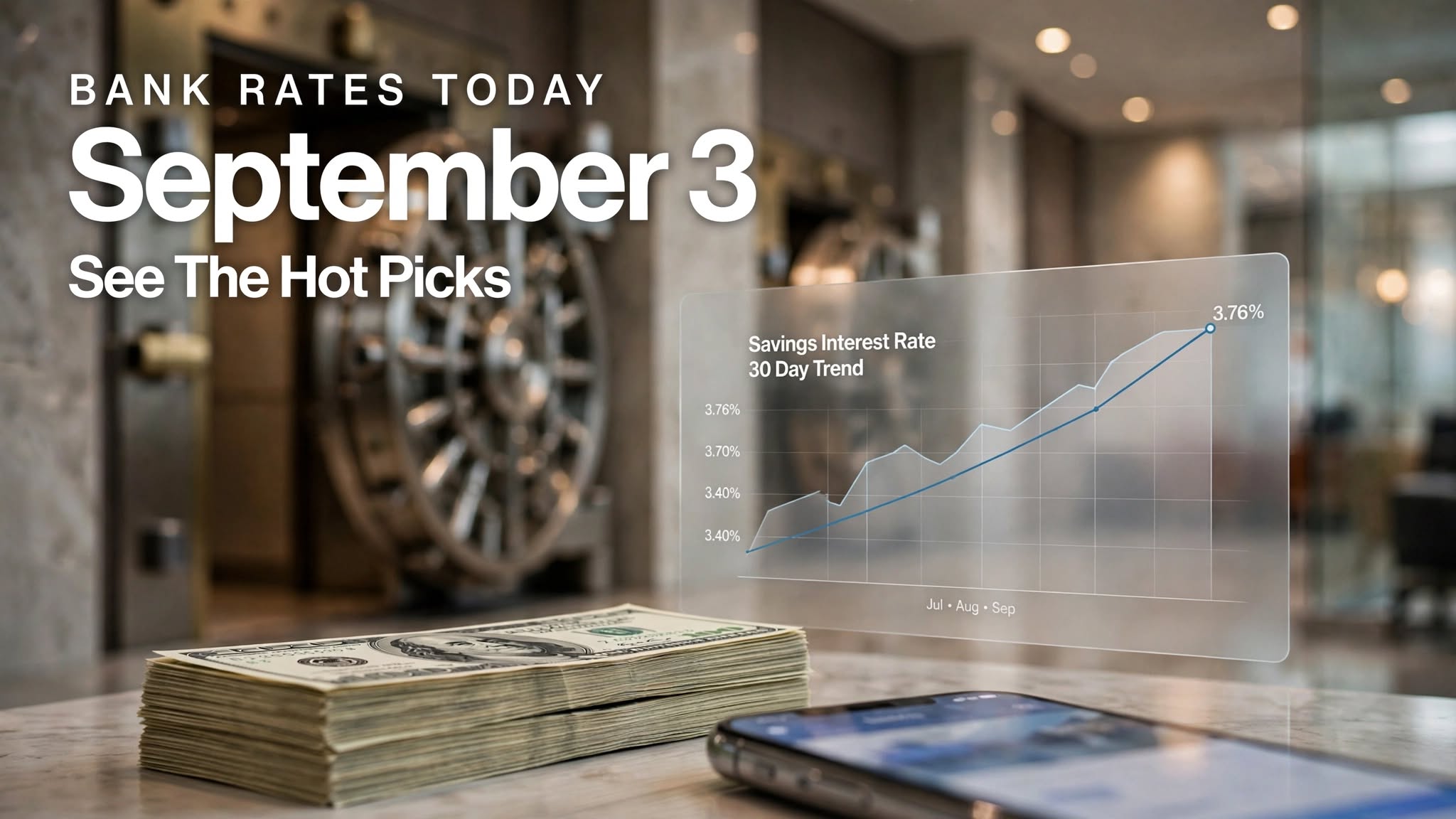 Bank rates today September 3, 2026 showing savings and CD rates as Fed rate hike bets rise