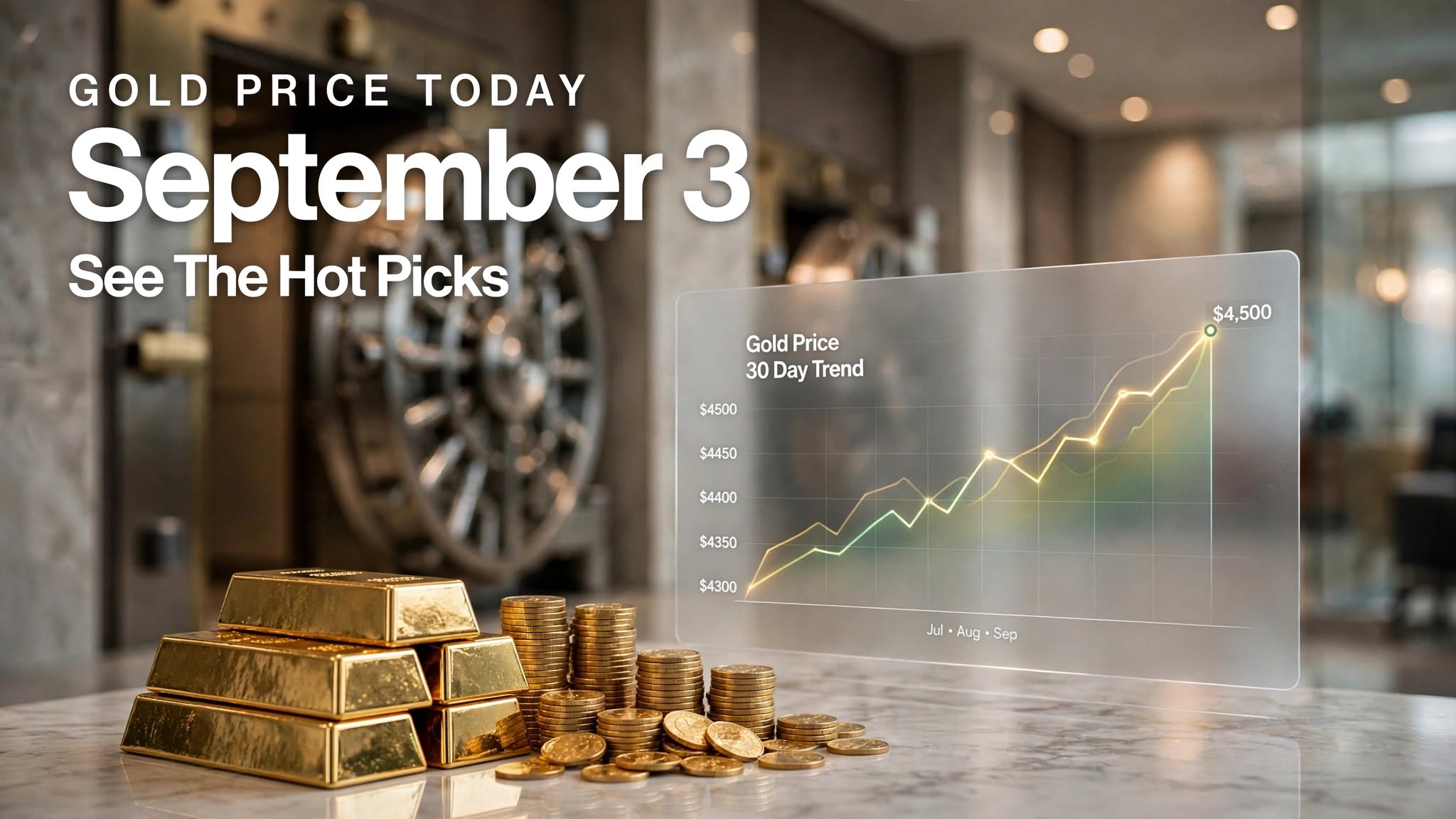 Gold price today September 3, 2026 near $4,500 as Fed rate hike bets fall and Iran tensions lift oil prices