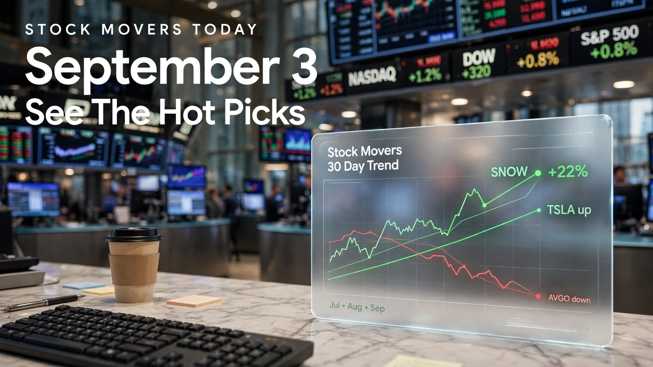 Stock movers today September 3, 2026 featuring Tesla, Snowflake and Broadcom shares